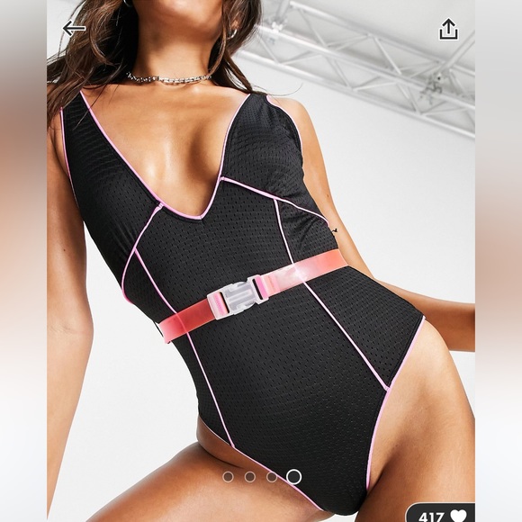 ASOS ultra glam black swimsuit size 12 - Picture 4 of 9